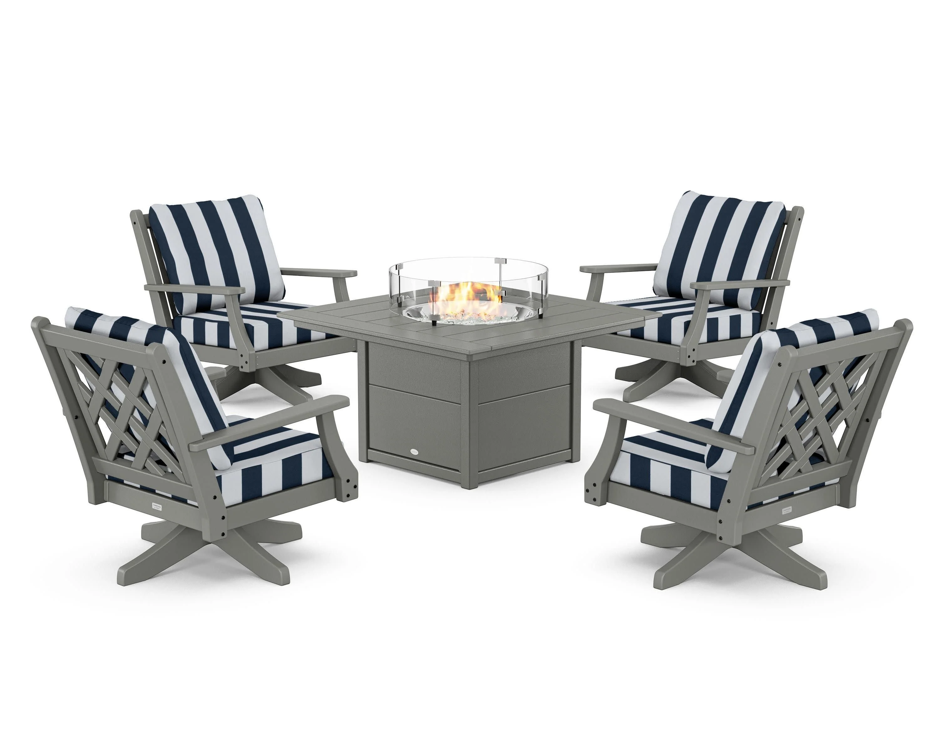 Wovendale 5-Piece Deep Seating Swivel Conversation Set with Fire Pit Table - Image 89