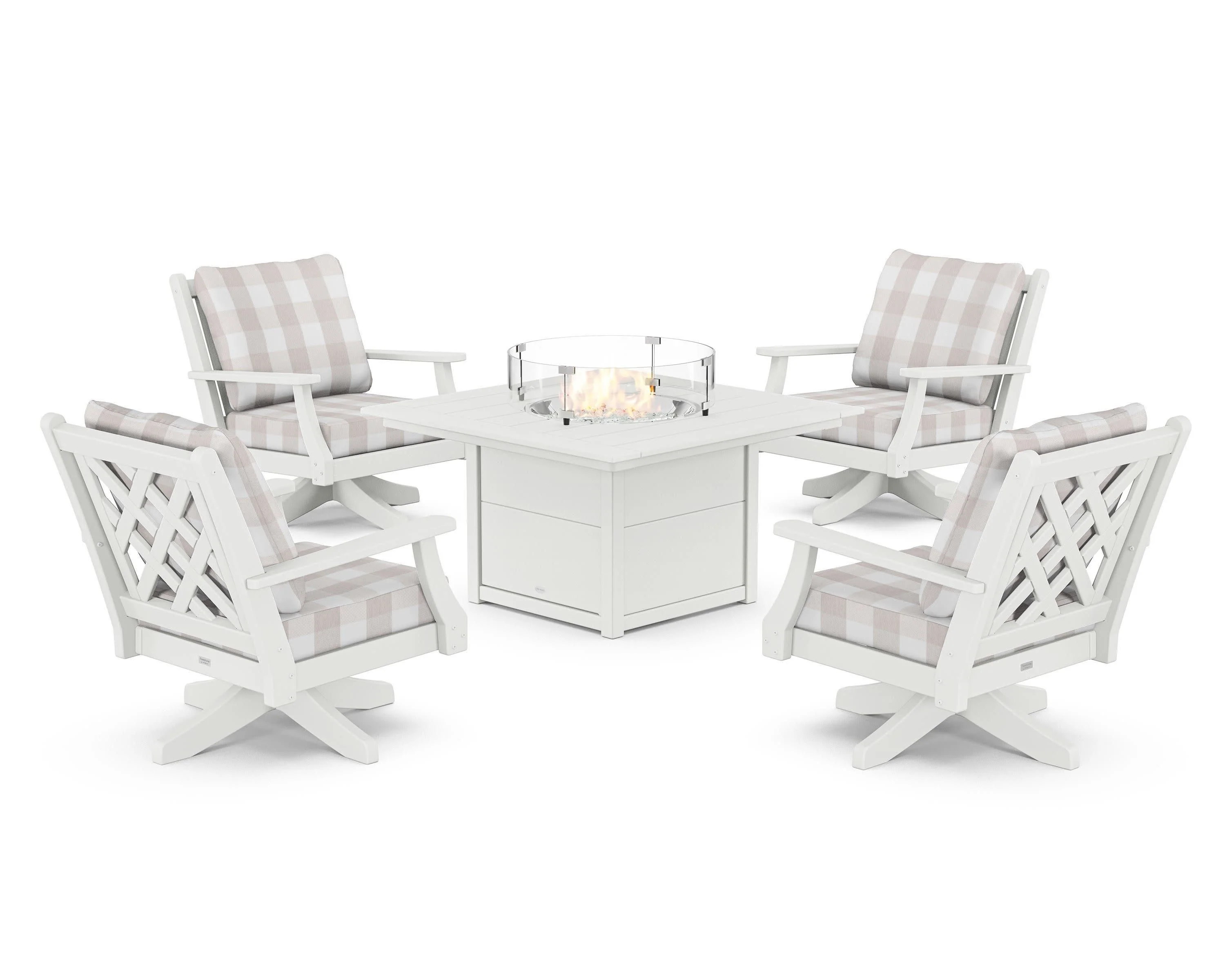 Wovendale 5-Piece Deep Seating Swivel Conversation Set with Fire Pit Table - Image 94