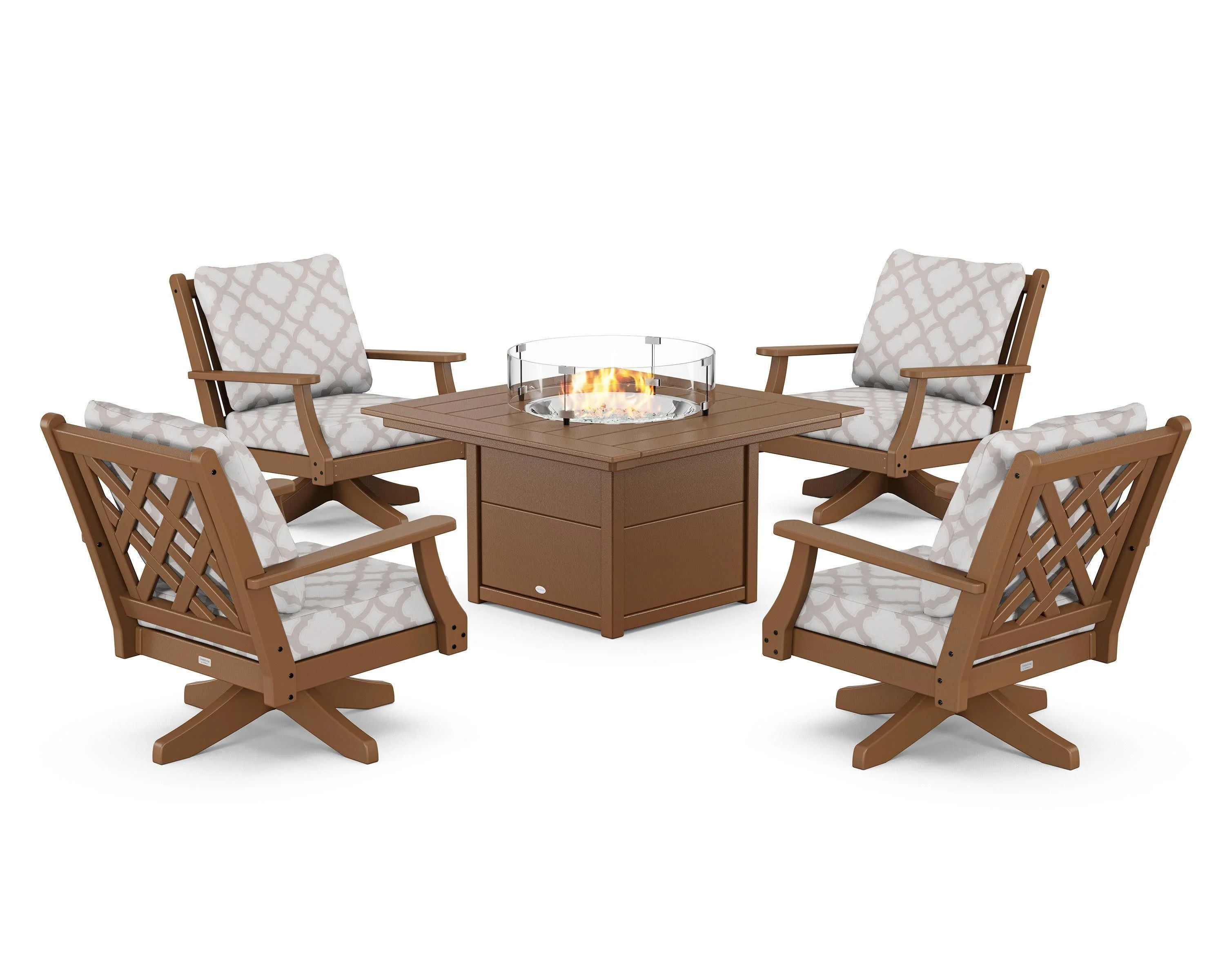 Wovendale 5-Piece Deep Seating Swivel Conversation Set with Fire Pit Table - Image 97