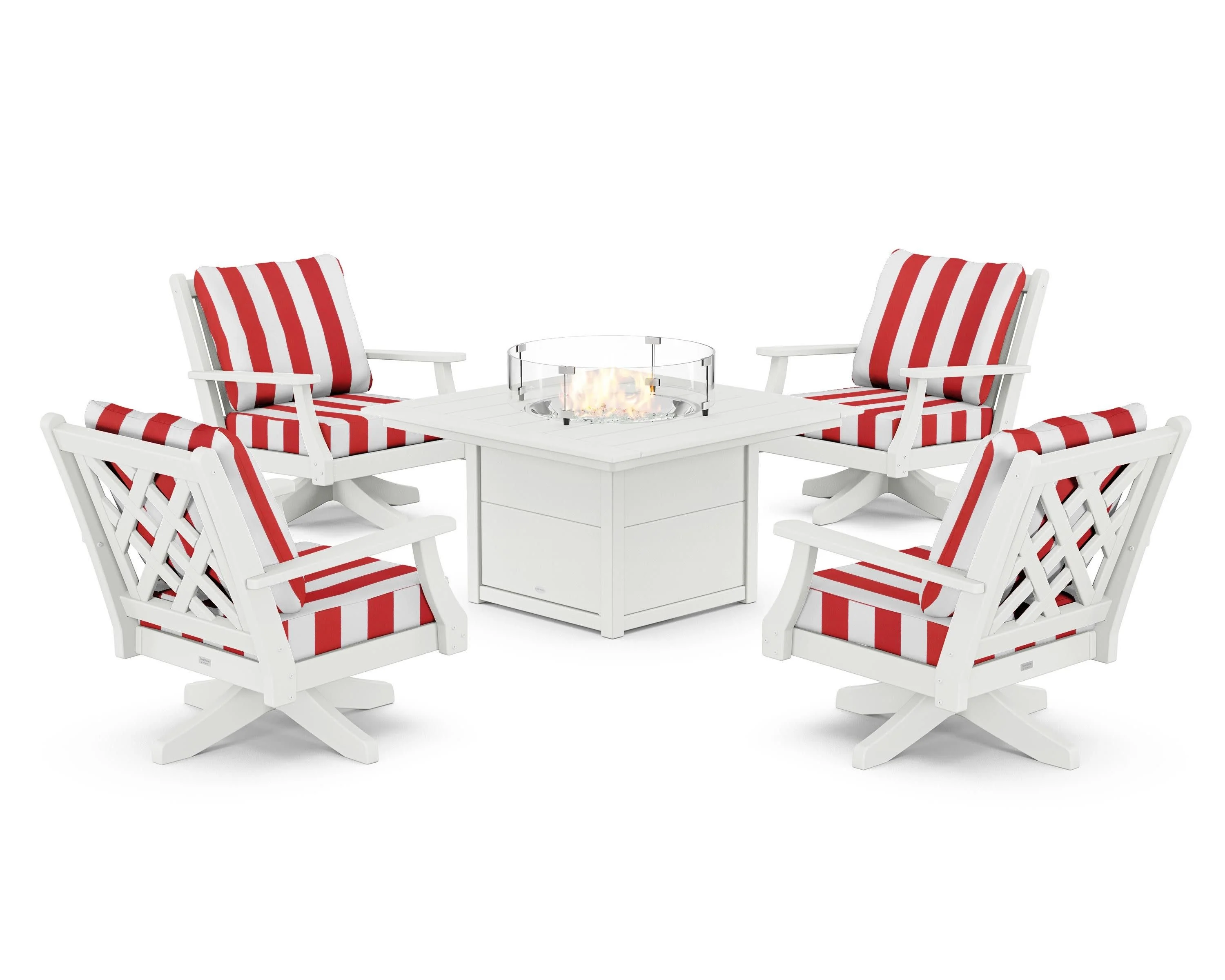 Wovendale 5-Piece Deep Seating Swivel Conversation Set with Fire Pit Table - Image 99