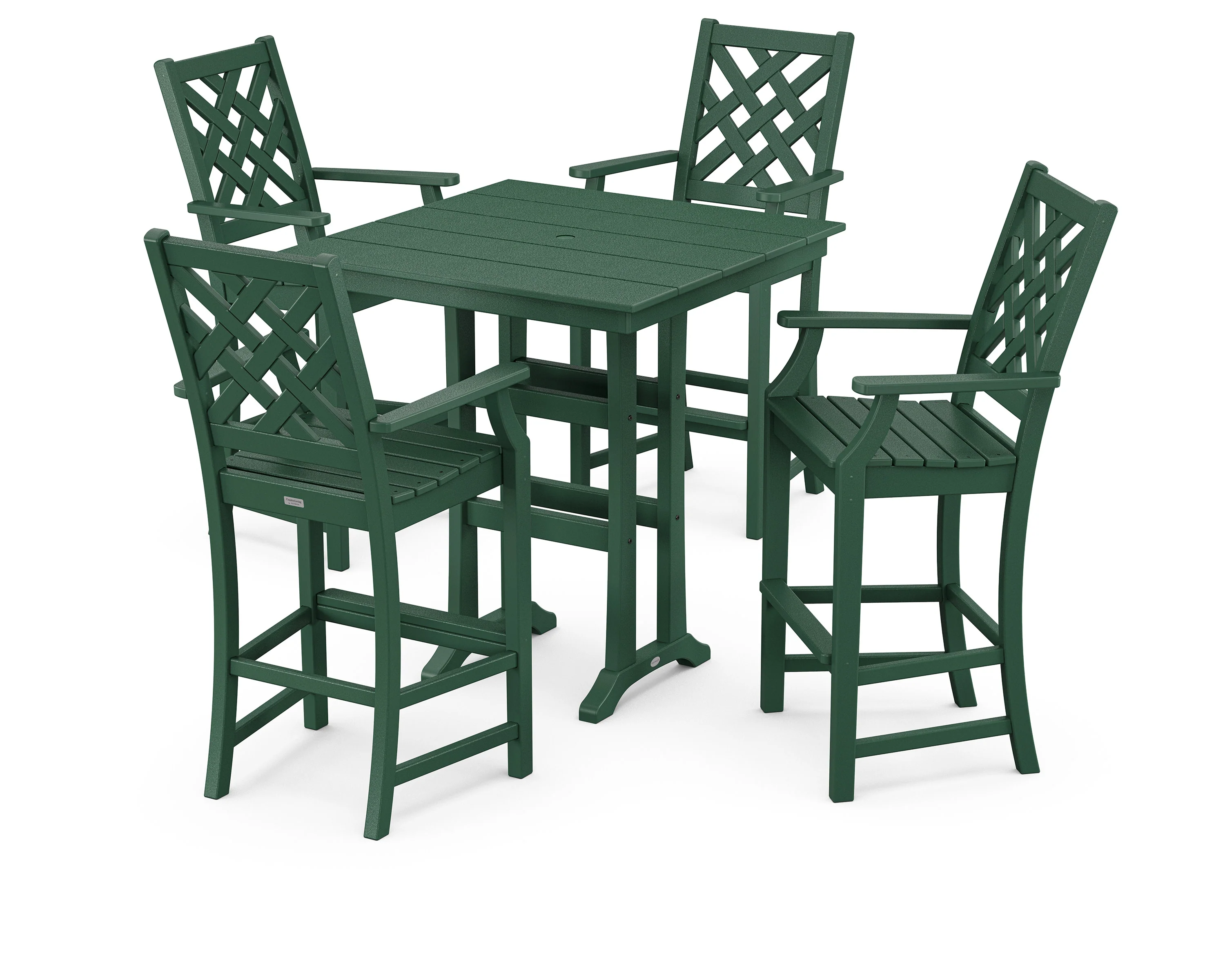 Wovendale 5-Piece Farmhouse Bar Set with Trestle Legs - Image 4
