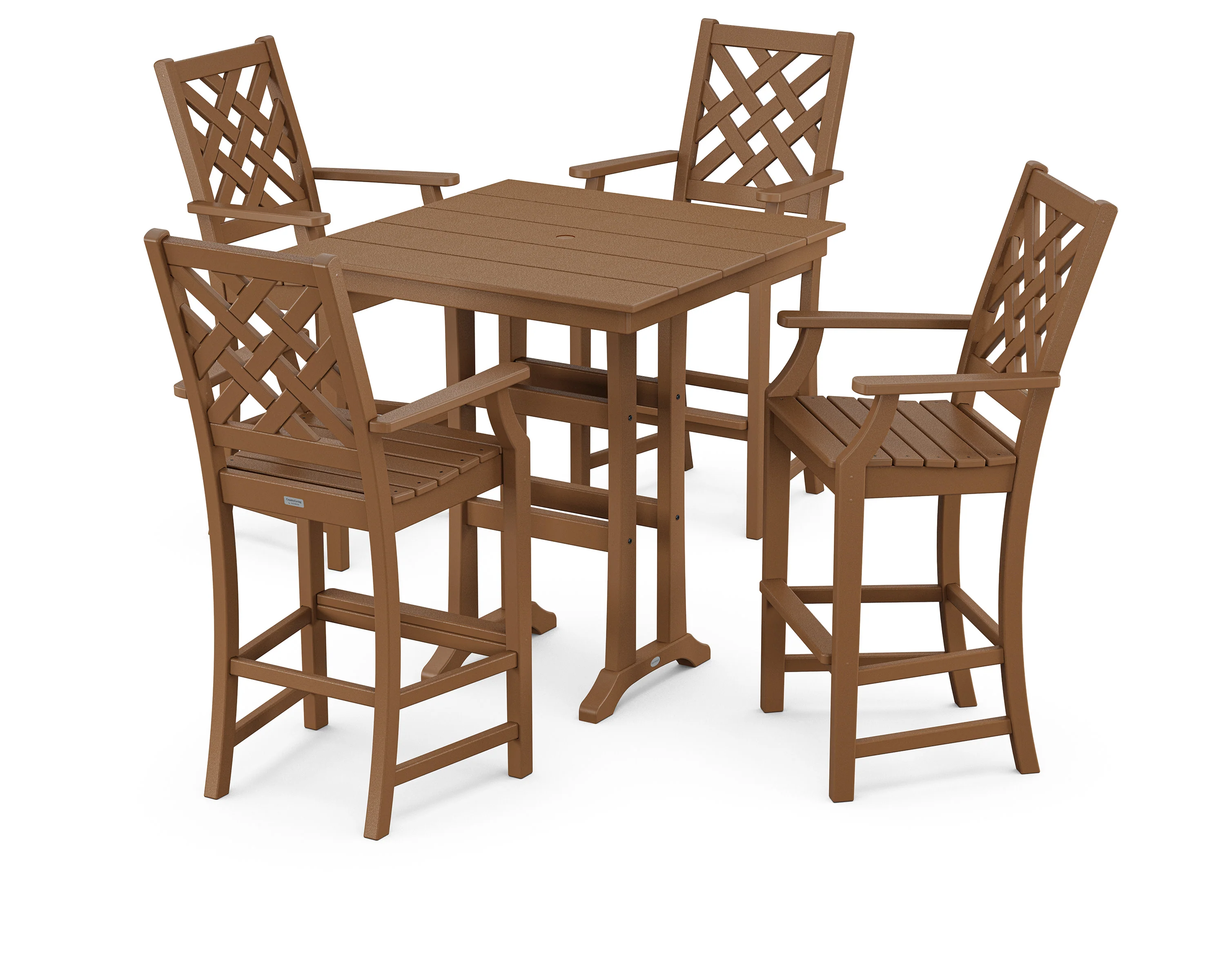 Wovendale 5-Piece Farmhouse Bar Set with Trestle Legs - Image 5