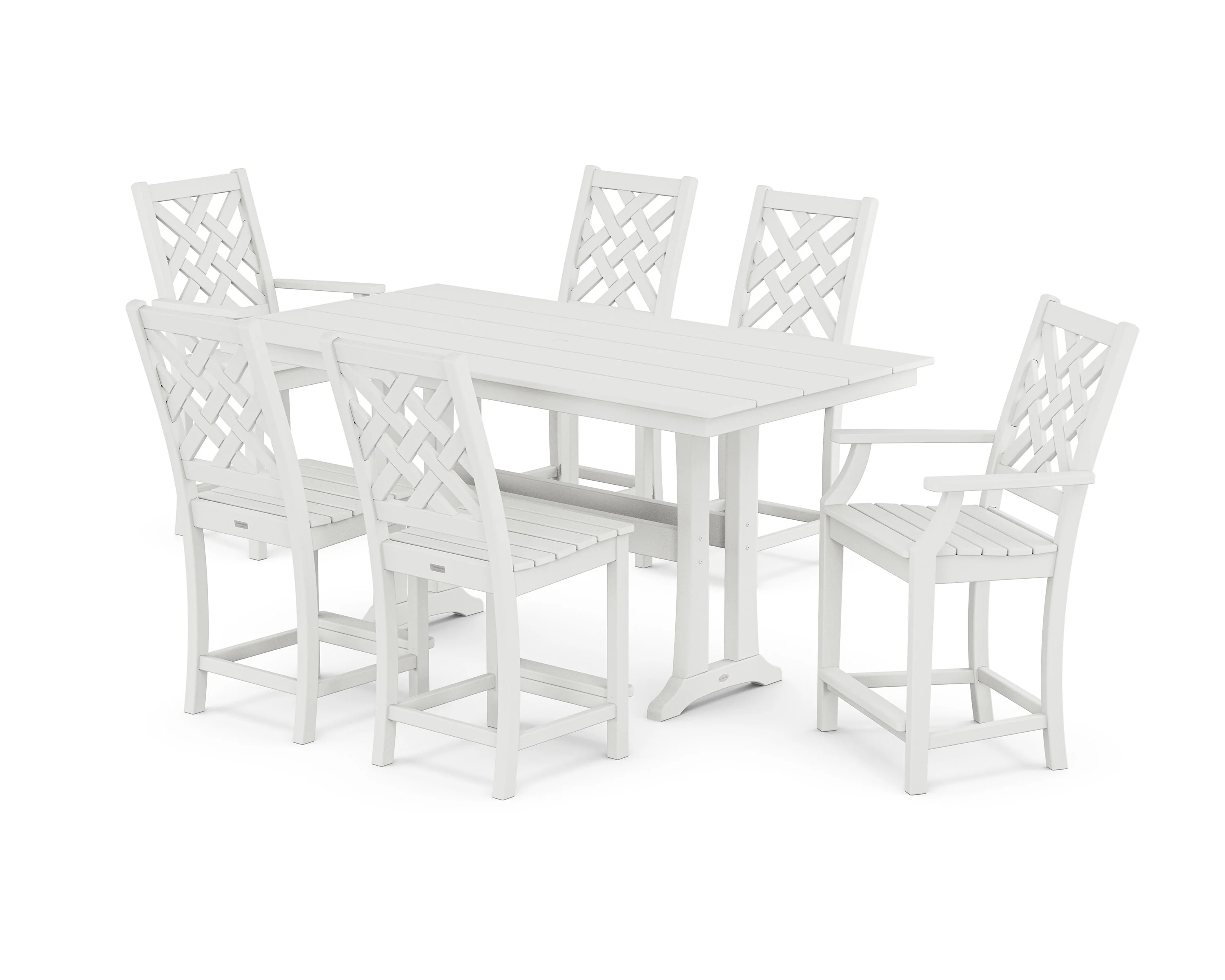 Wovendale 7-Piece Farmhouse Counter Set with Trestle Legs - Image 3
