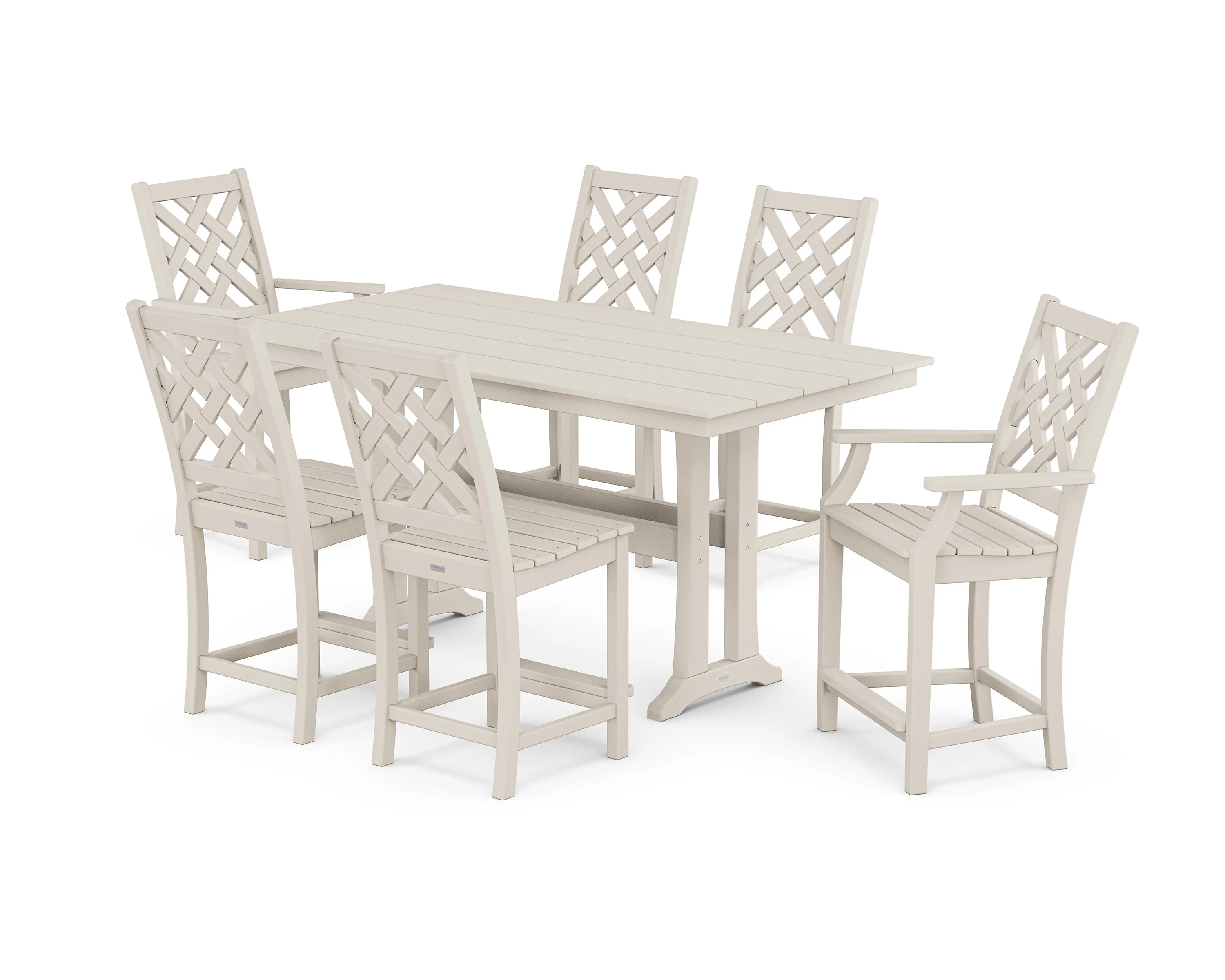 Wovendale 7-Piece Farmhouse Counter Set with Trestle Legs - Image 5