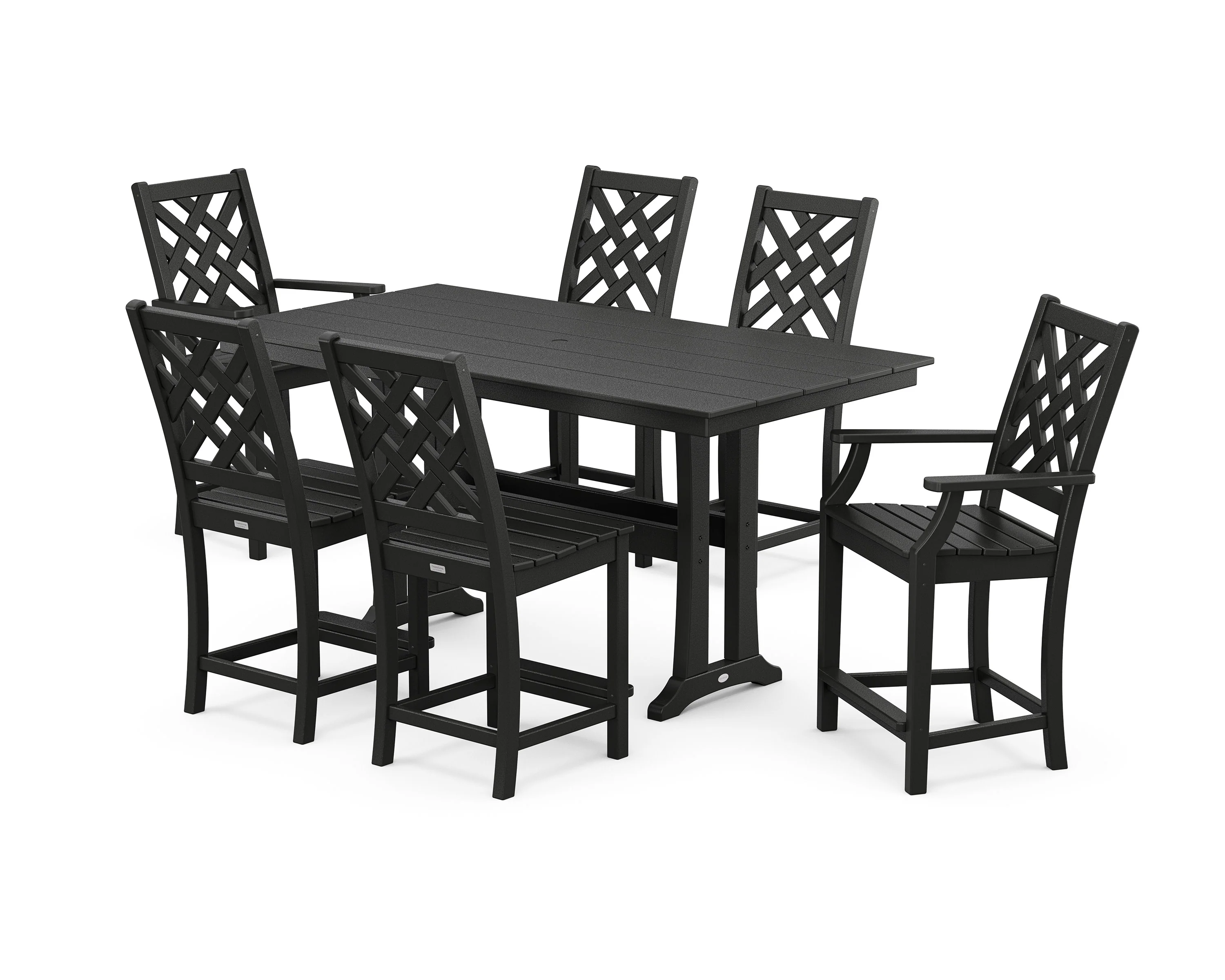 Wovendale 7-Piece Farmhouse Counter Set with Trestle Legs - Image 8