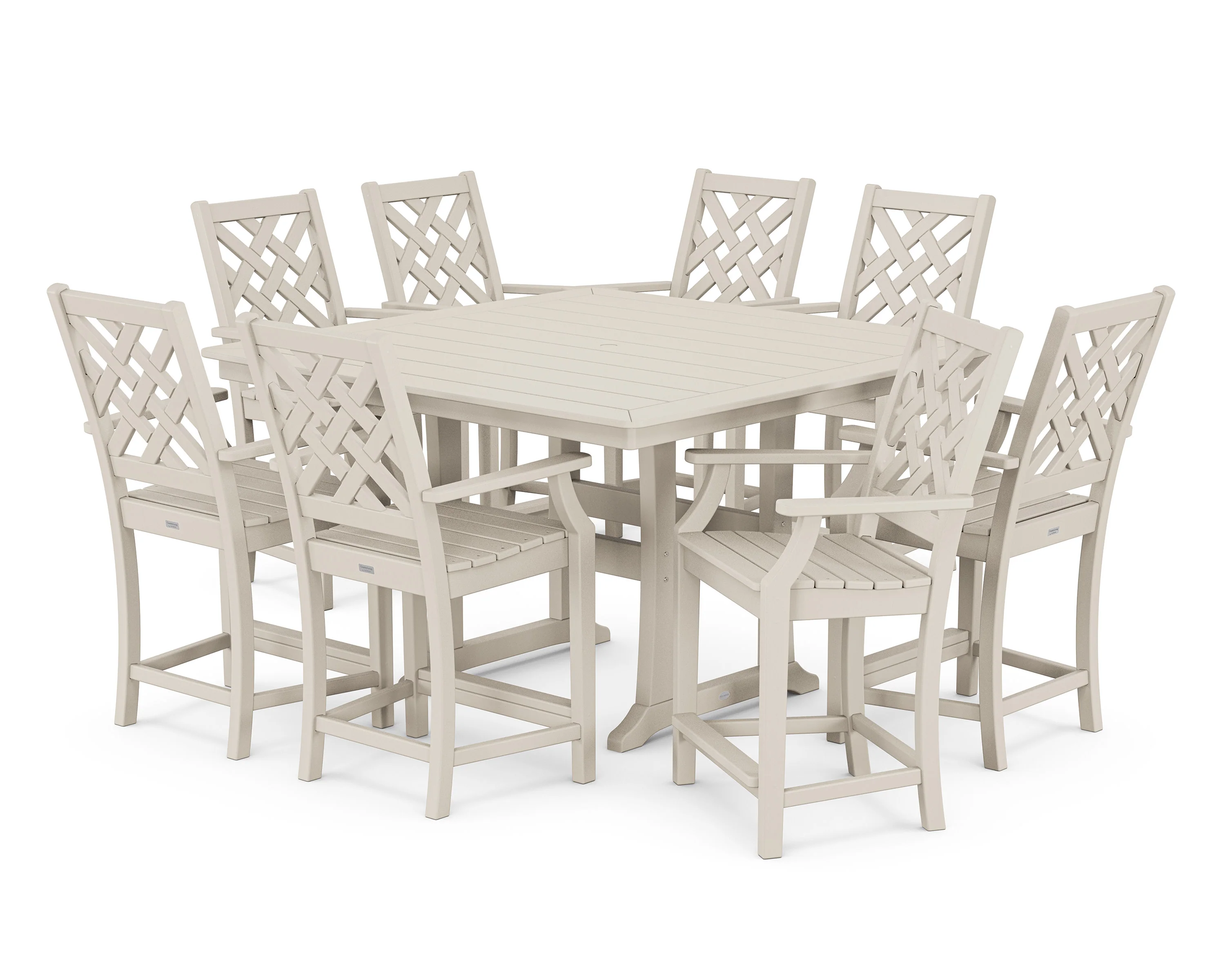 Wovendale 9-Piece Square Counter Set with Trestle Legs - Image 6