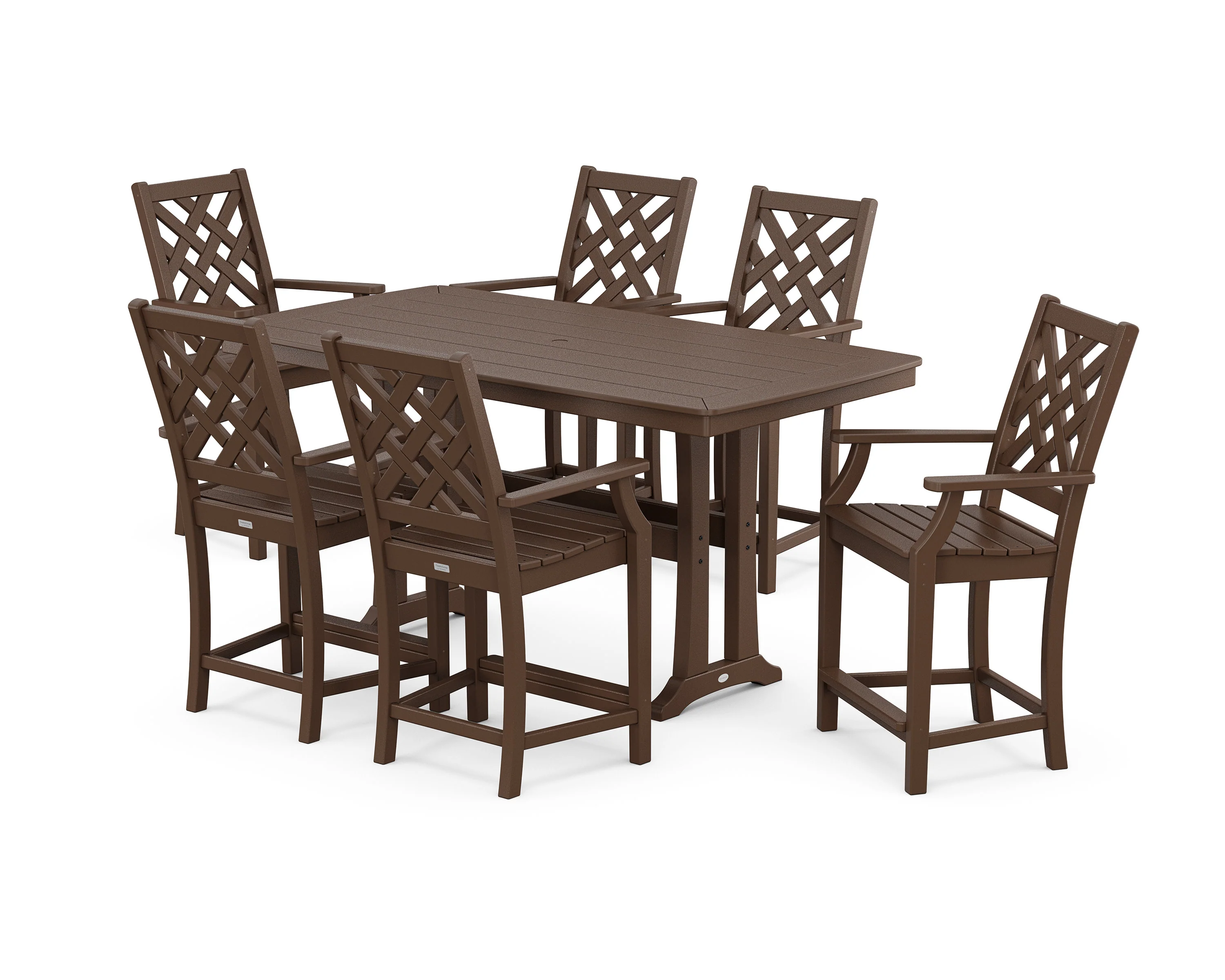 Wovendale Arm Chair 7-Piece Counter Set with Trestle Legs - Image 3