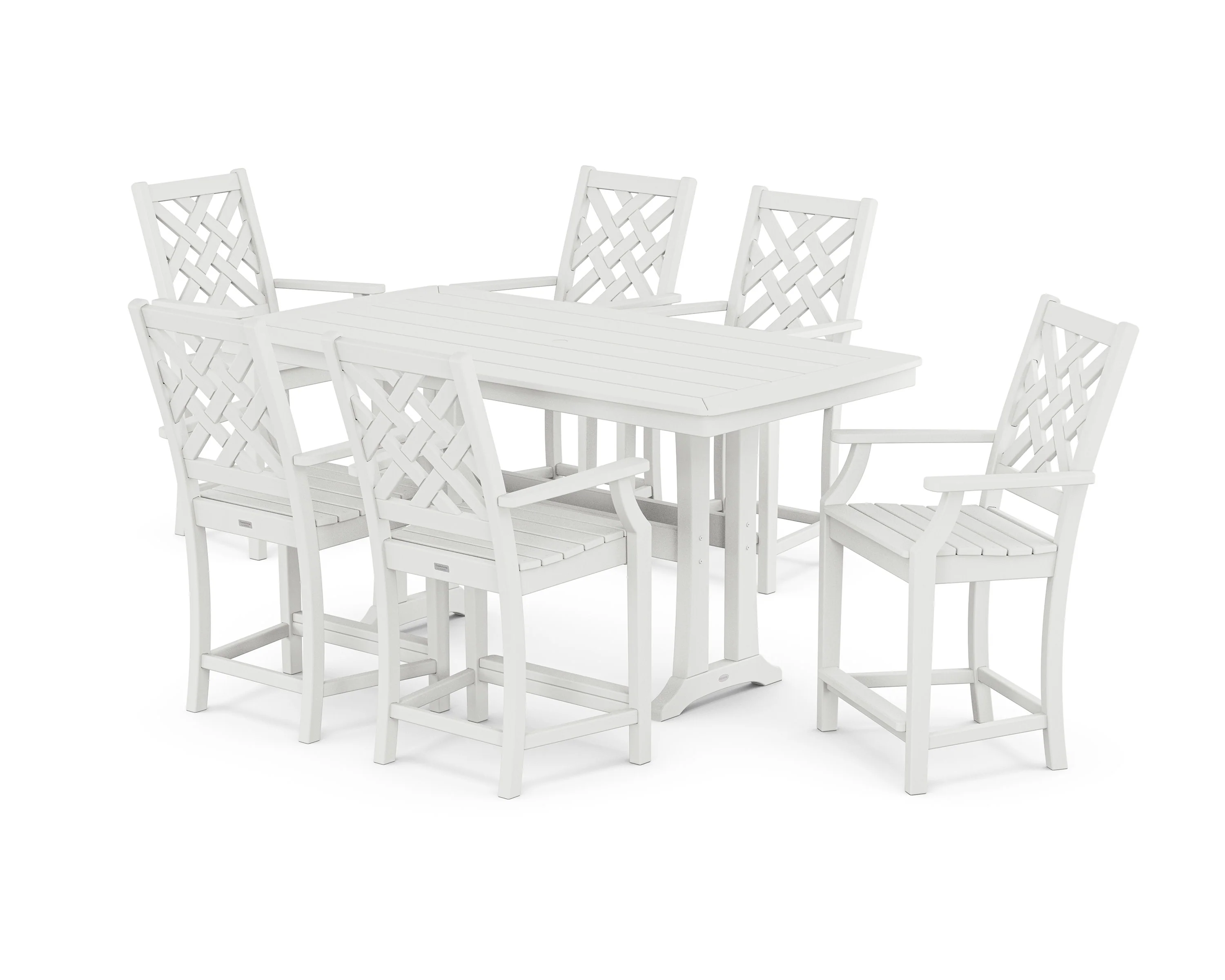 Wovendale Arm Chair 7-Piece Counter Set with Trestle Legs - Image 4