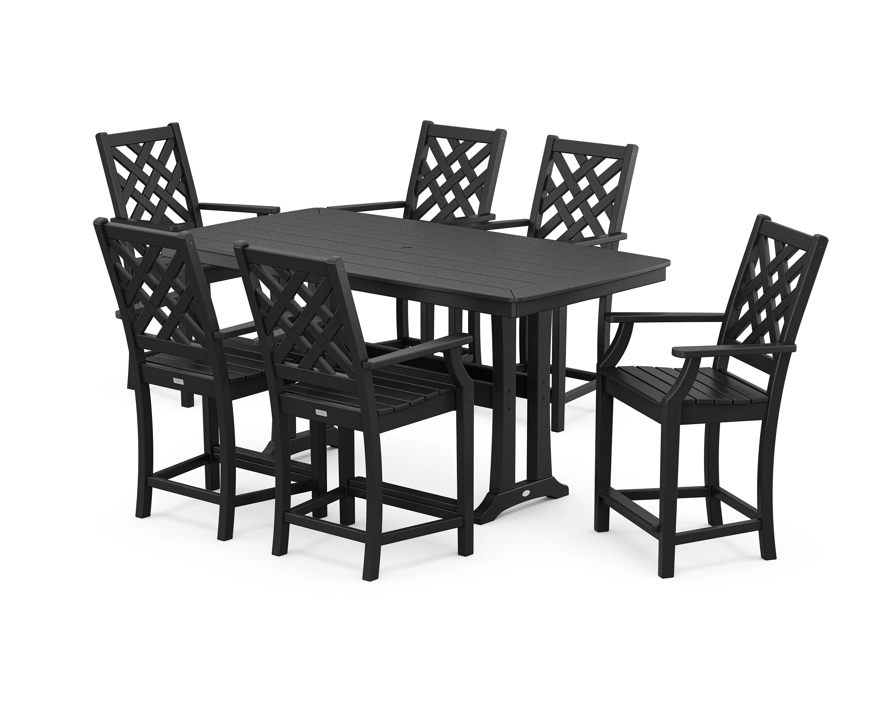 Wovendale Arm Chair 7-Piece Counter Set with Trestle Legs - Image 5