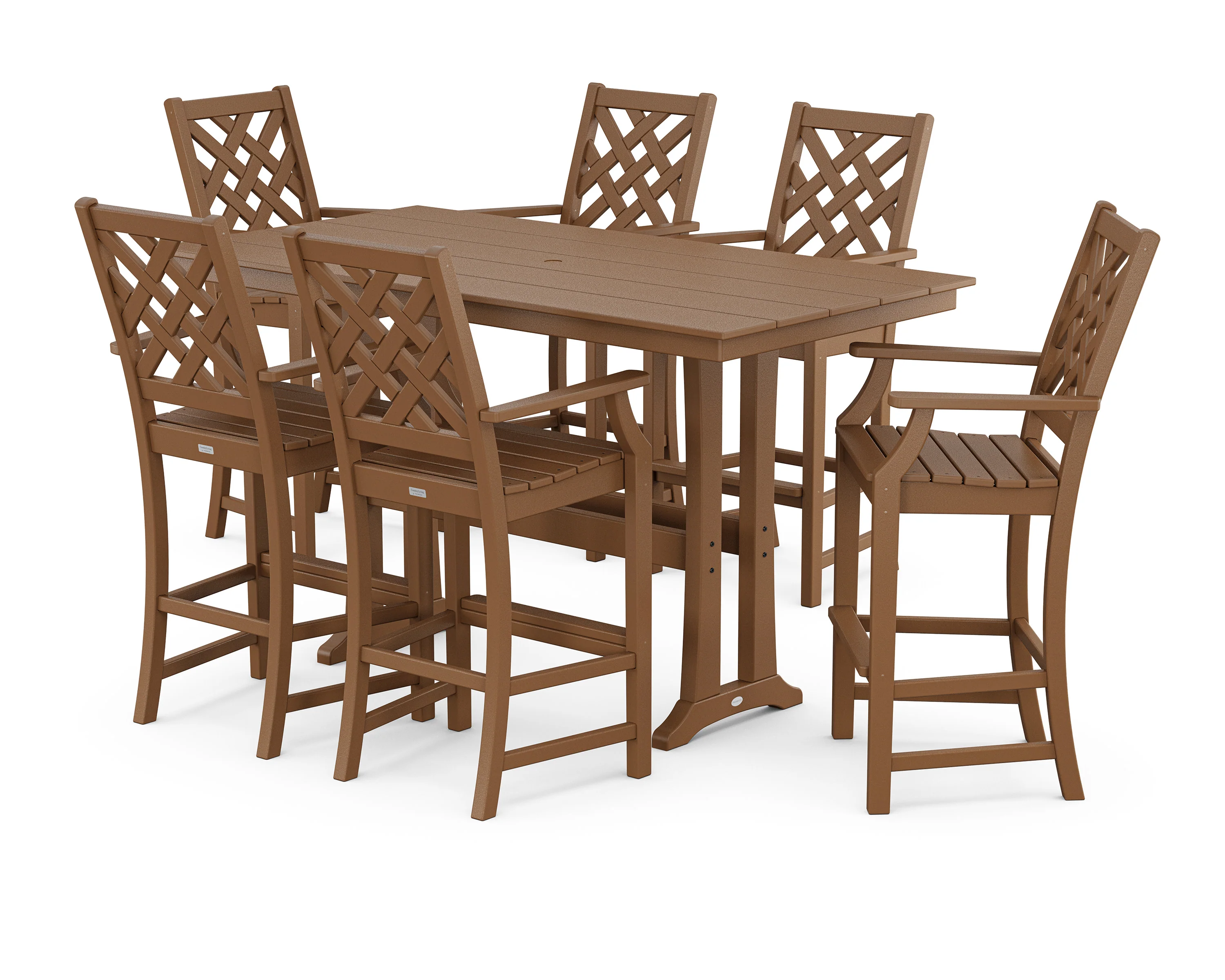 Wovendale Arm Chair 7-Piece Farmhouse Bar Set with Trestle Legs - Image 3