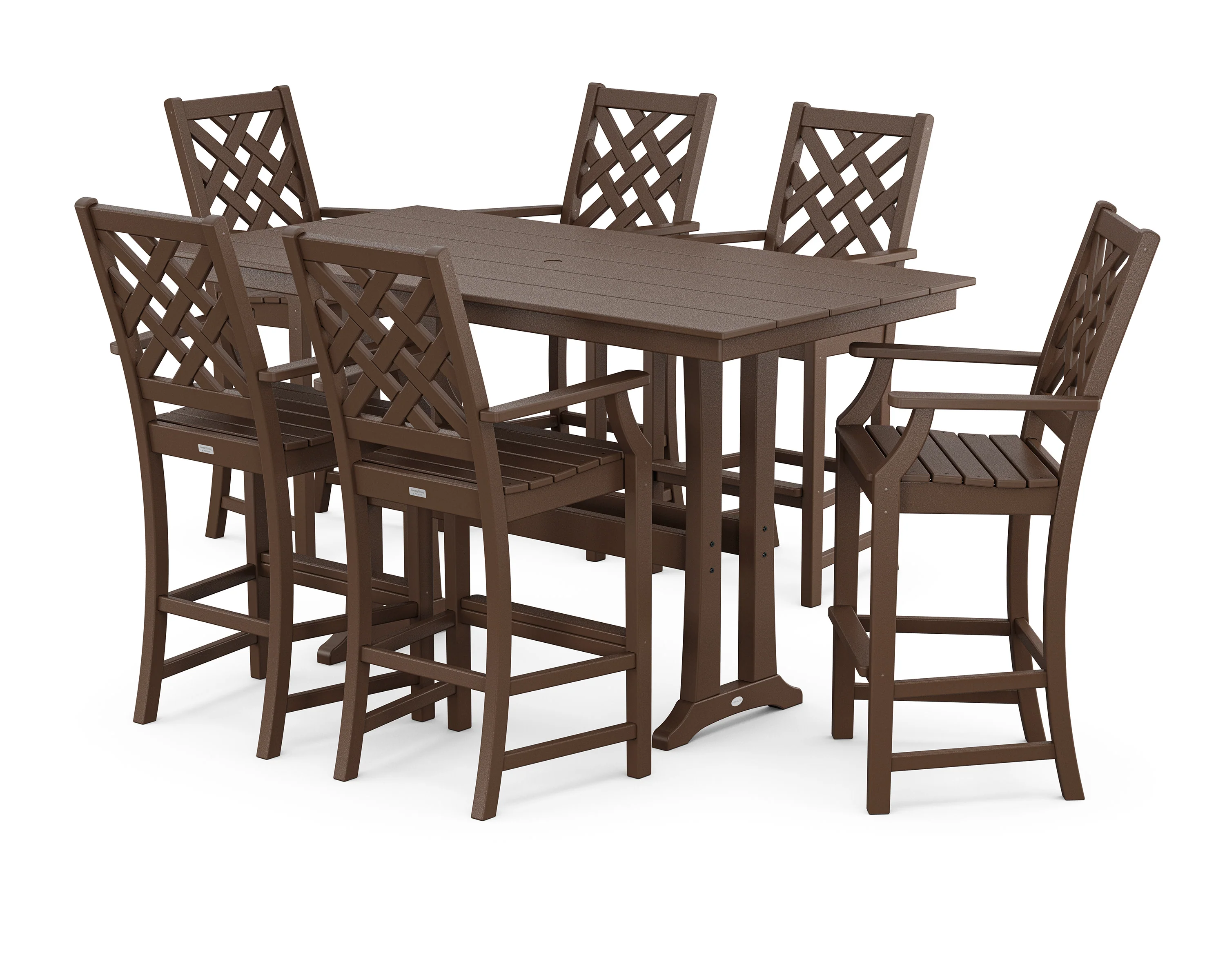 Wovendale Arm Chair 7-Piece Farmhouse Bar Set with Trestle Legs - Image 4