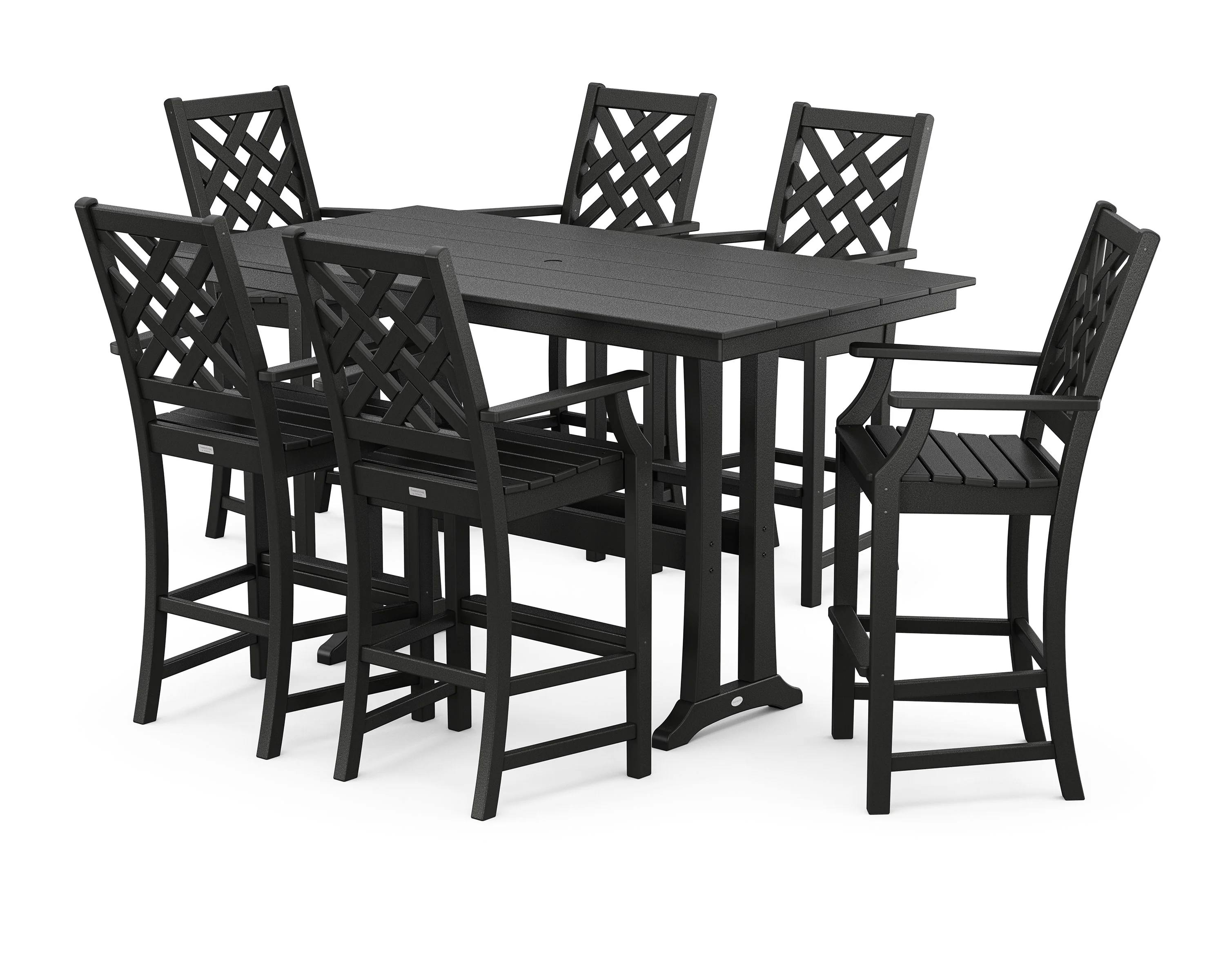 Wovendale Arm Chair 7-Piece Farmhouse Bar Set with Trestle Legs - Image 5
