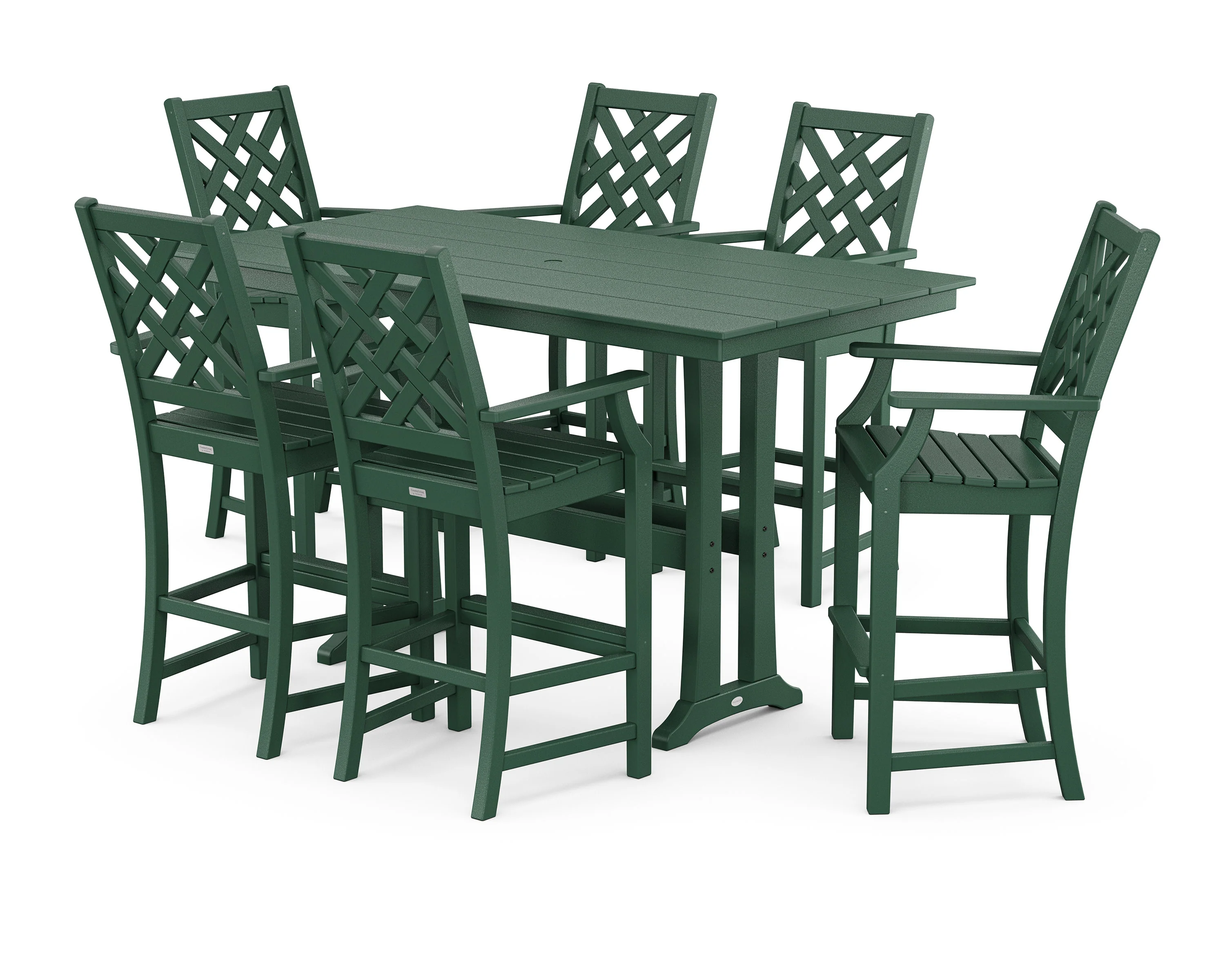 Wovendale Arm Chair 7-Piece Farmhouse Bar Set with Trestle Legs - Image 7