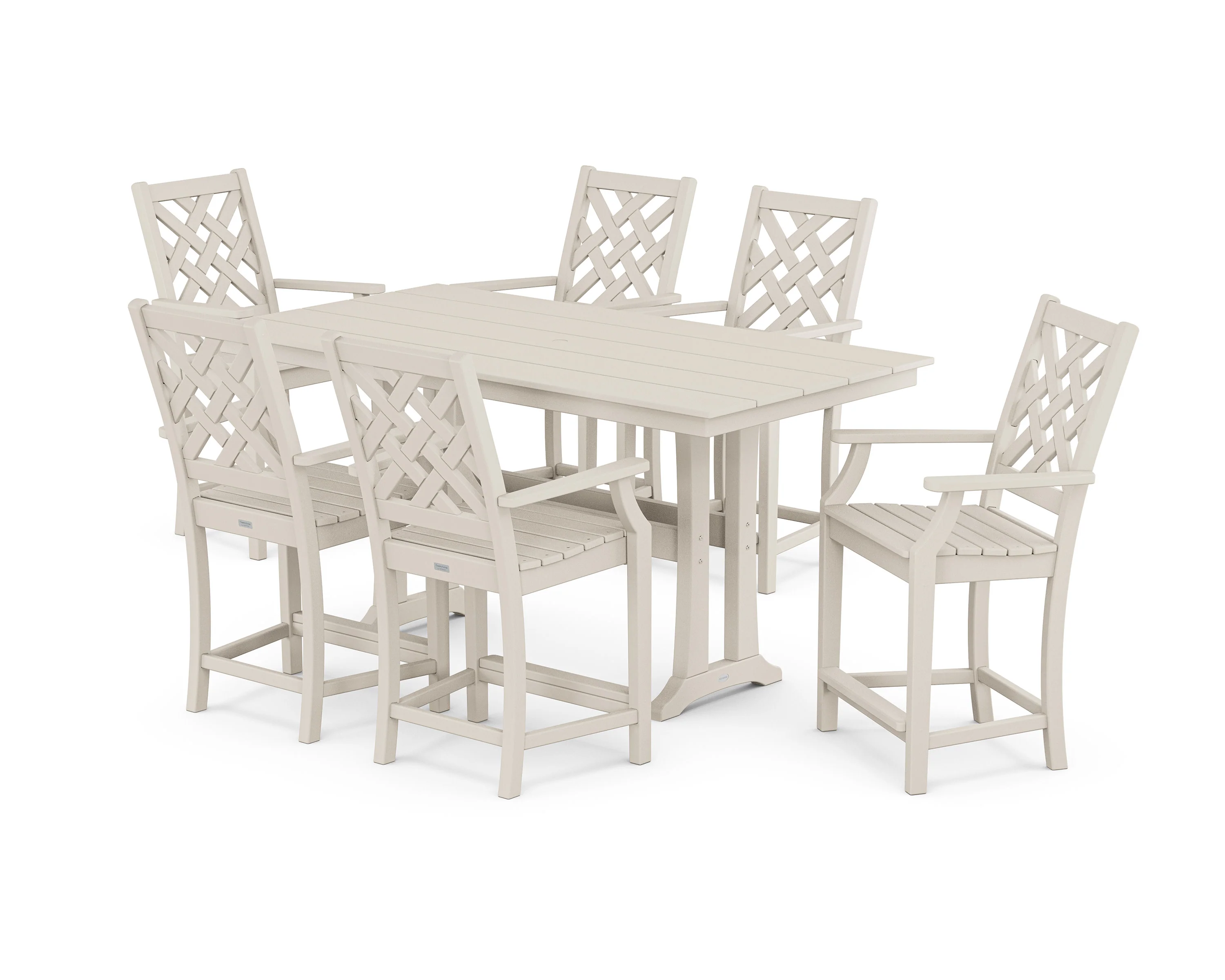 Wovendale Arm Chair 7-Piece Farmhouse Counter Set with Trestle Legs - Image 4