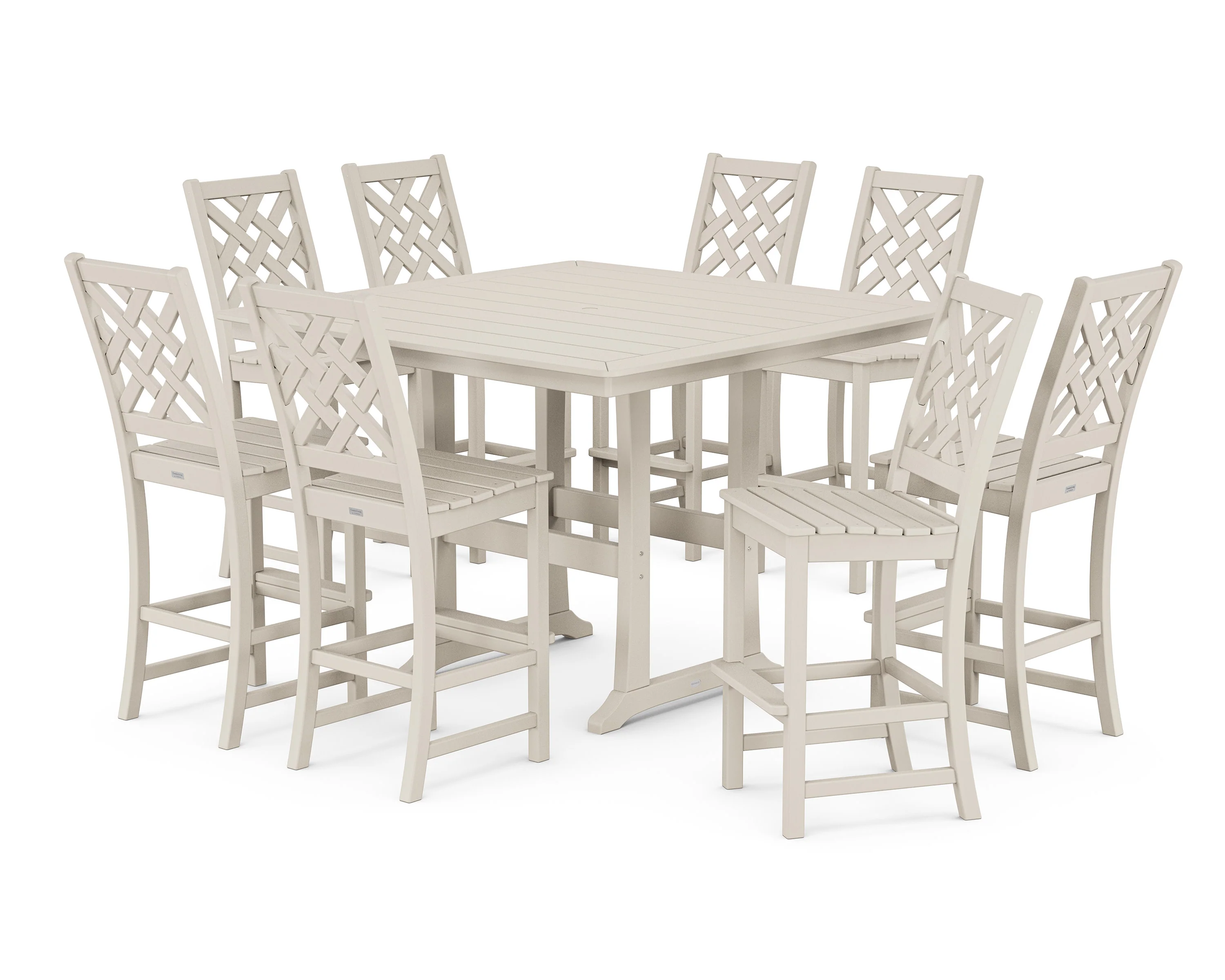 Wovendale Side Chair 9-Piece Square Bar Set with Trestle Legs - Image 3