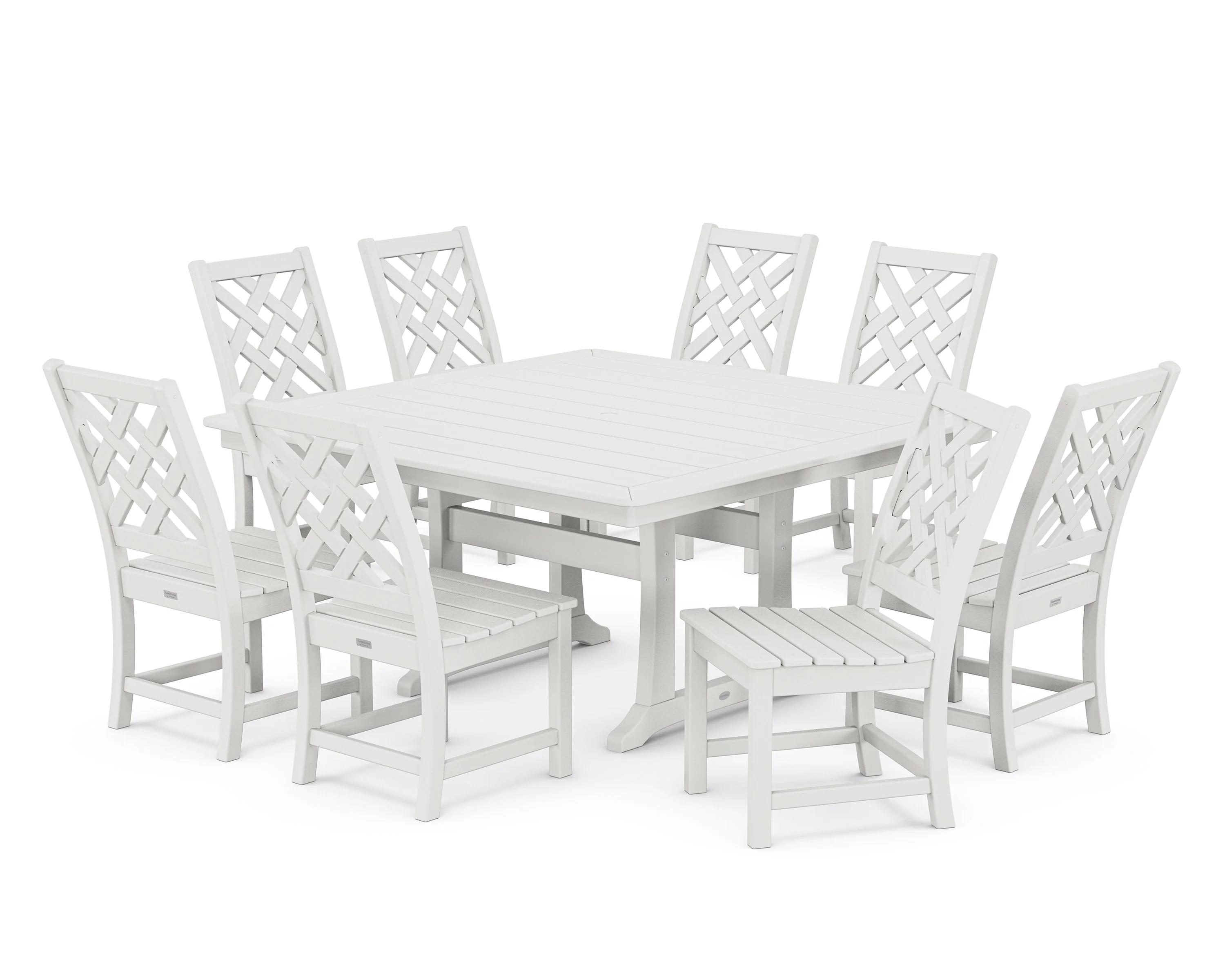 Wovendale Side Chair 9-Piece Square Dining Set with Trestle Legs - Image 3