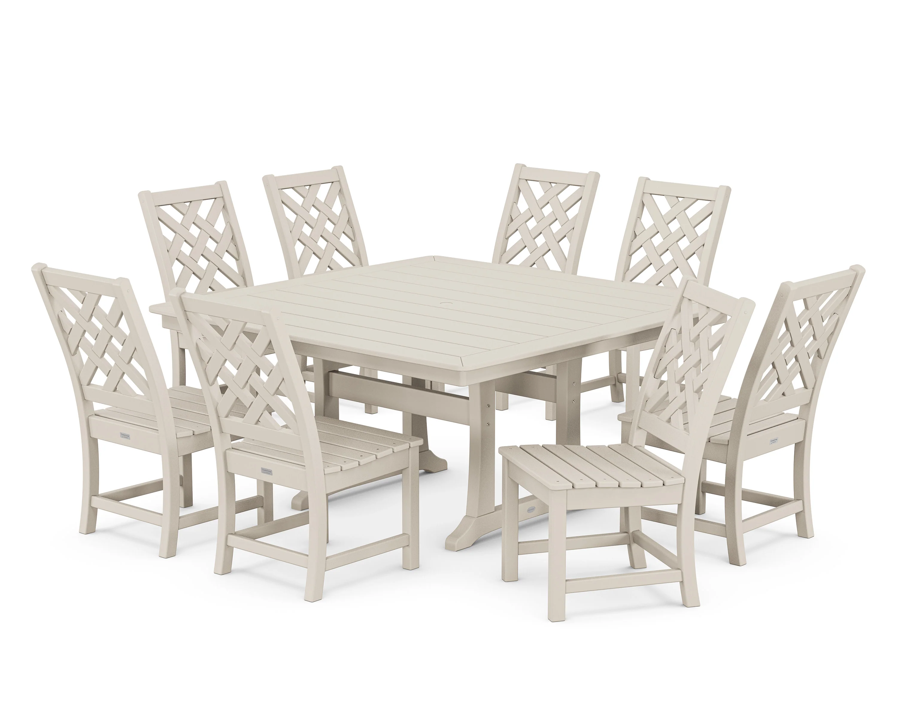 Wovendale Side Chair 9-Piece Square Dining Set with Trestle Legs - Image 4
