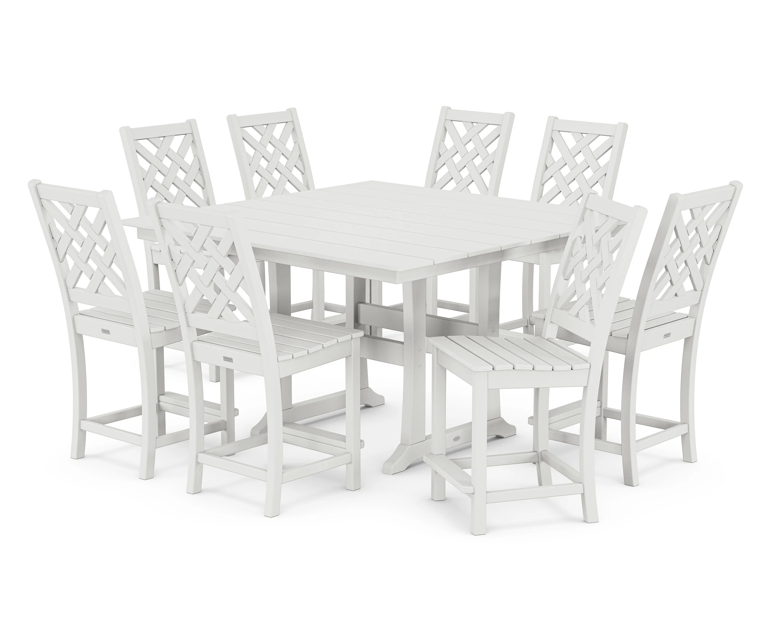 Wovendale Side Chair 9-Piece Square Farmhouse Counter Set with Trestle Legs - Image 4