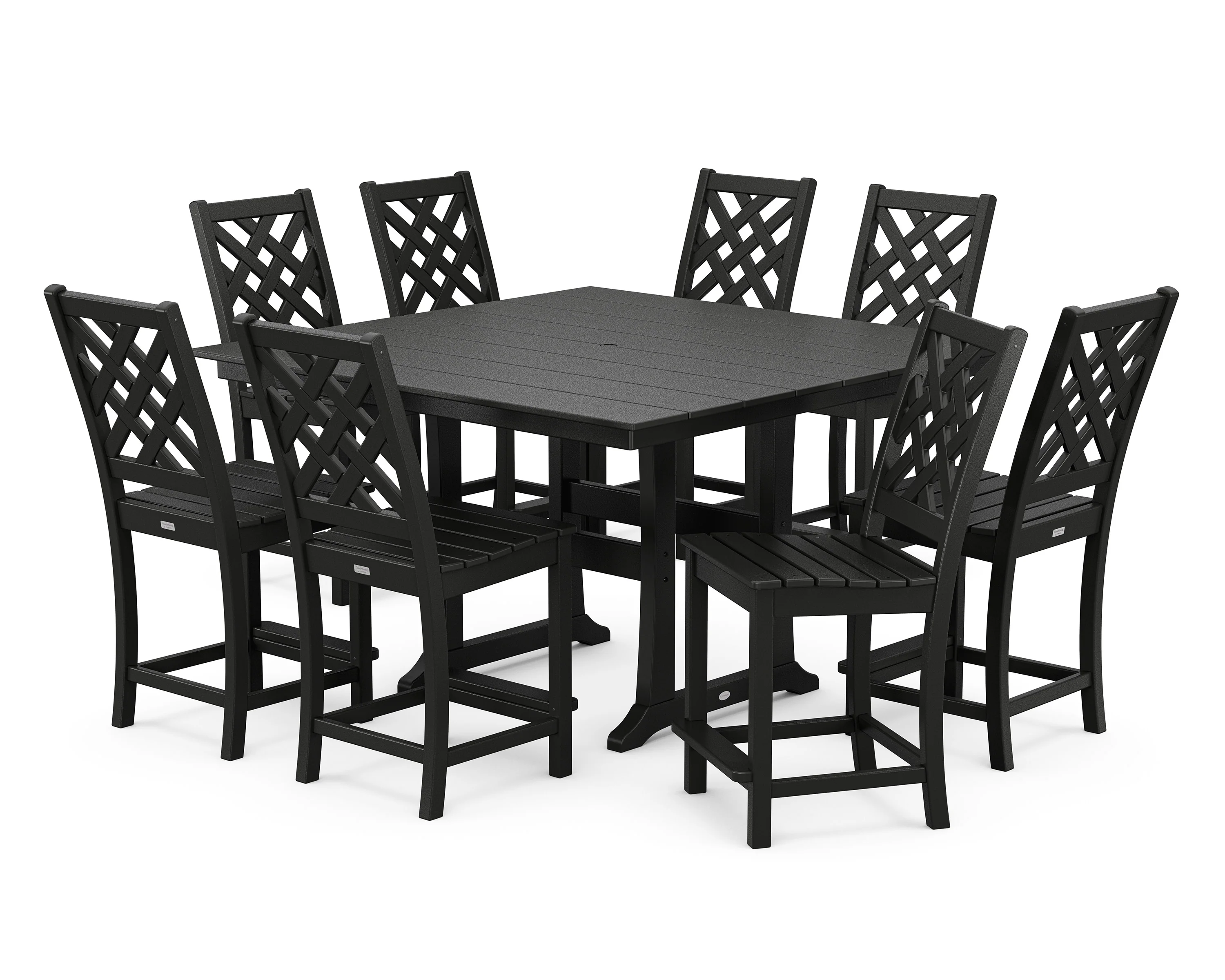 Wovendale Side Chair 9-Piece Square Farmhouse Counter Set with Trestle Legs - Image 6