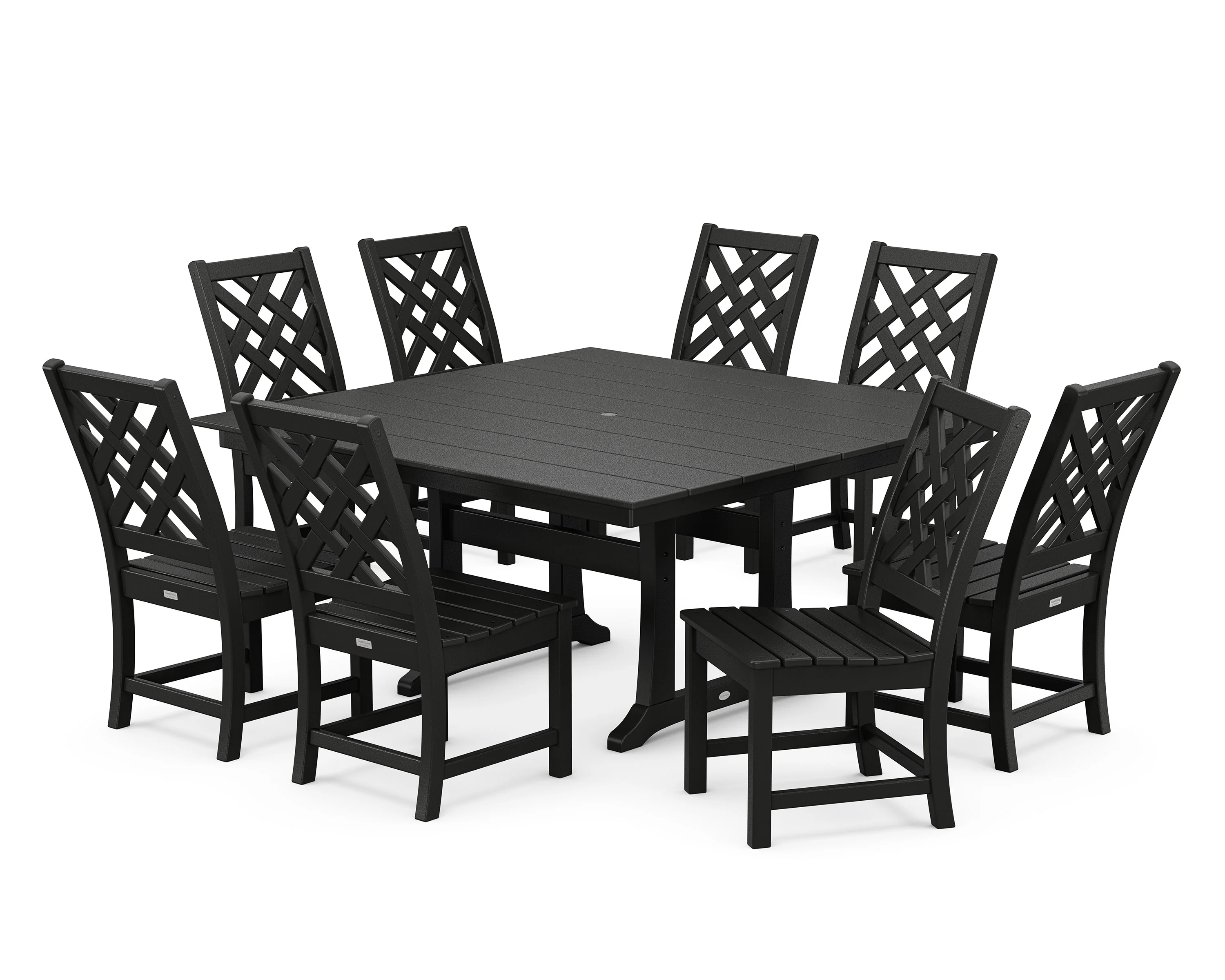 Wovendale Side Chair 9-Piece Square Farmhouse Dining Set with Trestle Legs - Image 3