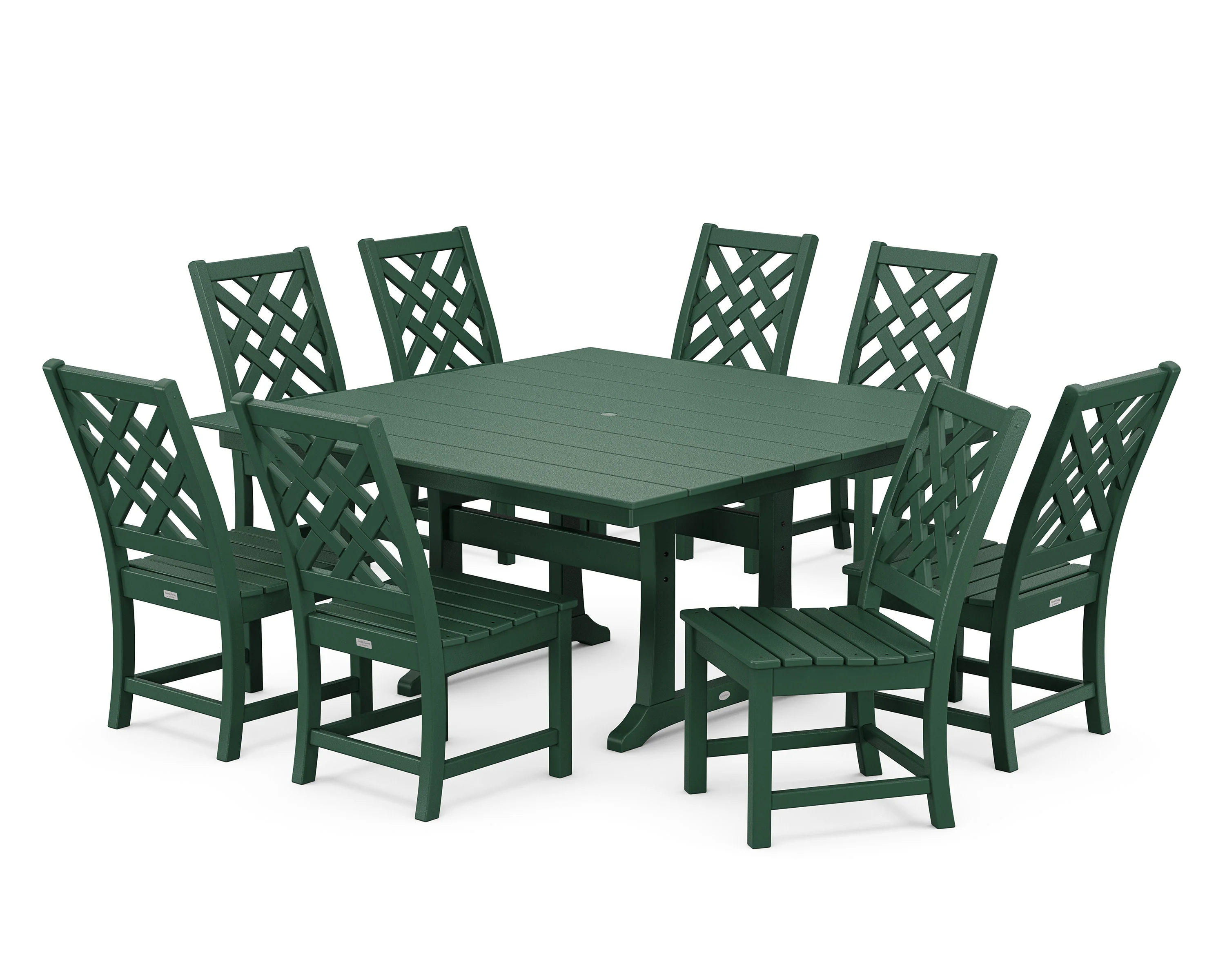 Wovendale Side Chair 9-Piece Square Farmhouse Dining Set with Trestle Legs - Image 4