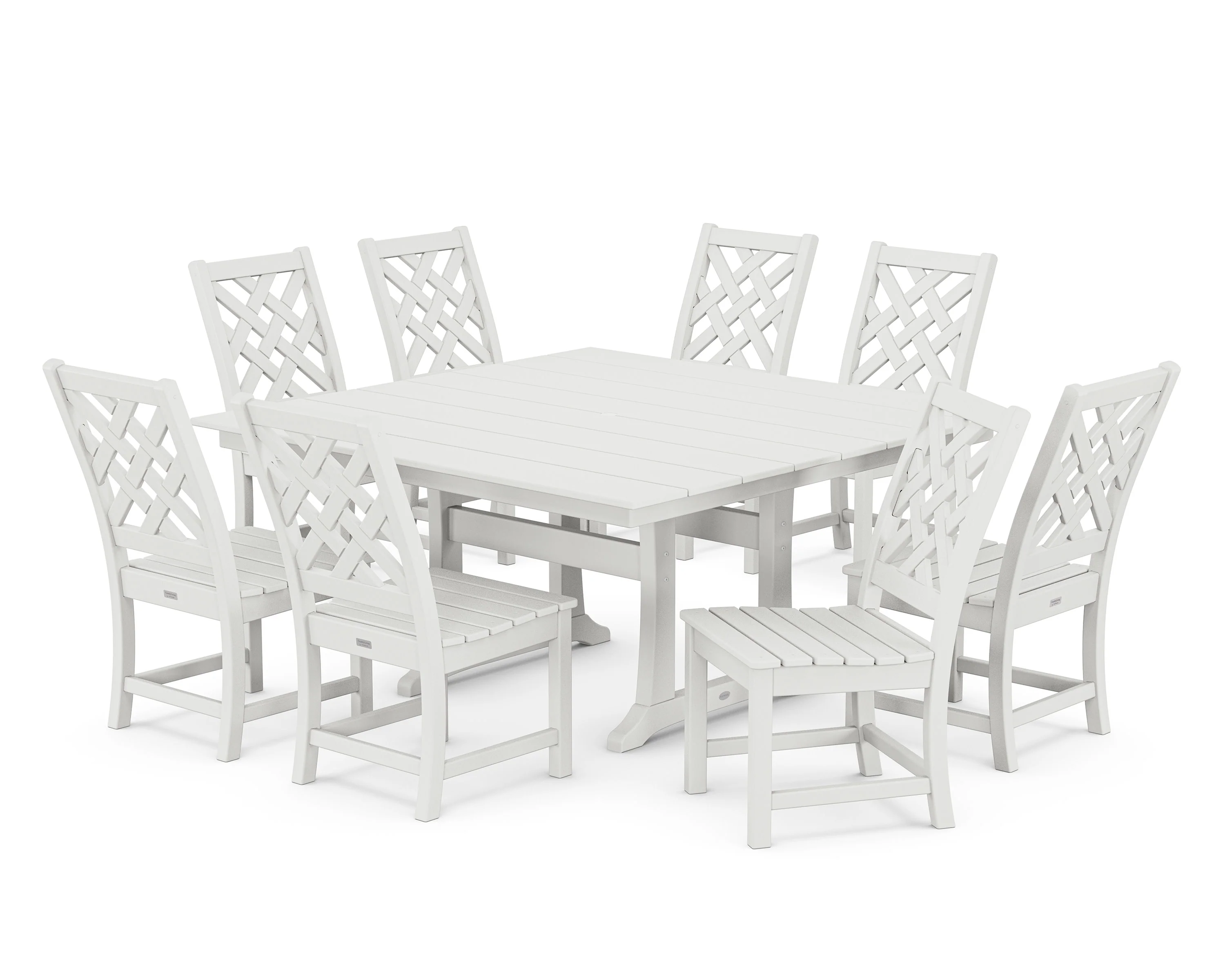 Wovendale Side Chair 9-Piece Square Farmhouse Dining Set with Trestle Legs - Image 6