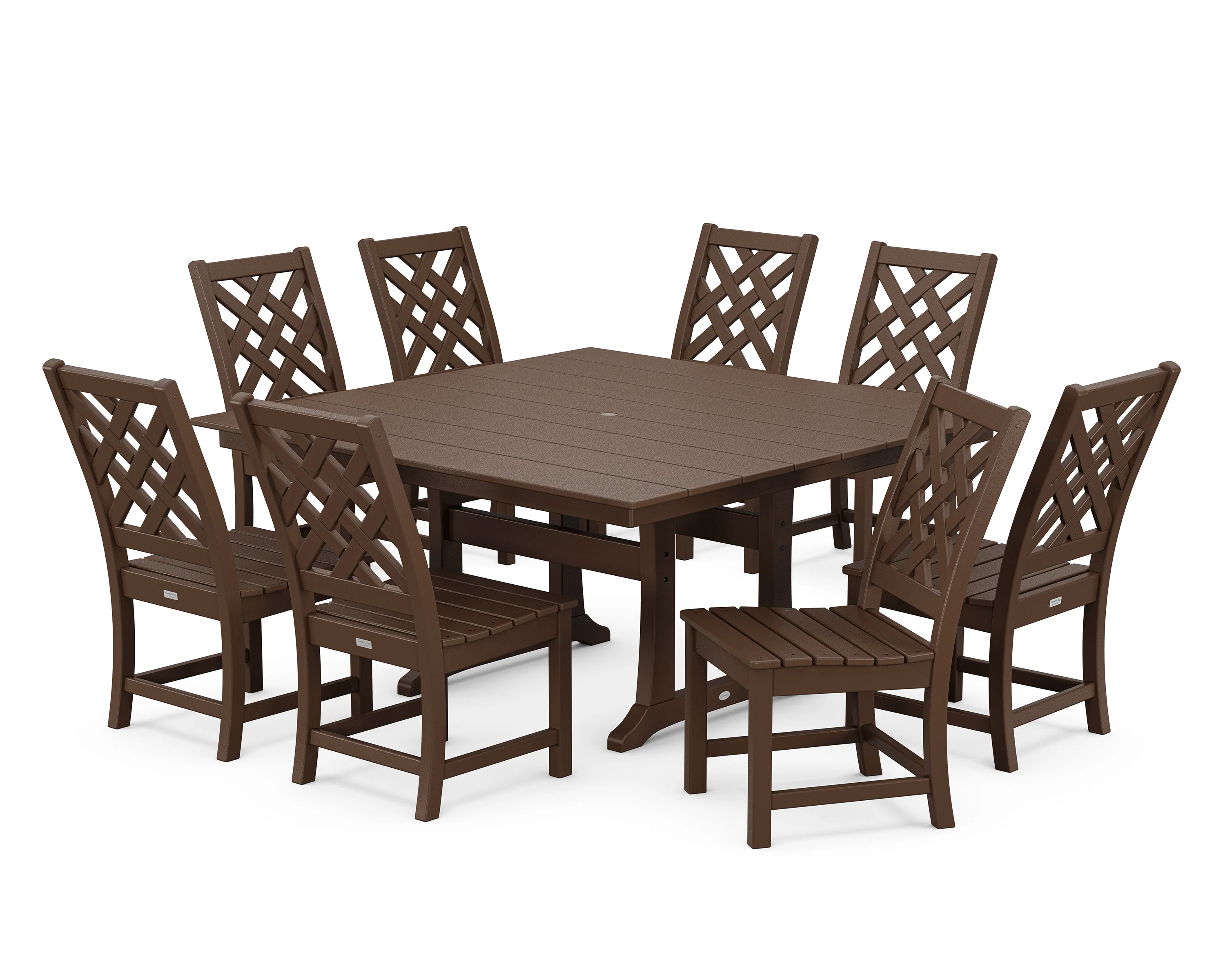Wovendale Side Chair 9-Piece Square Farmhouse Dining Set with Trestle Legs - Image 7