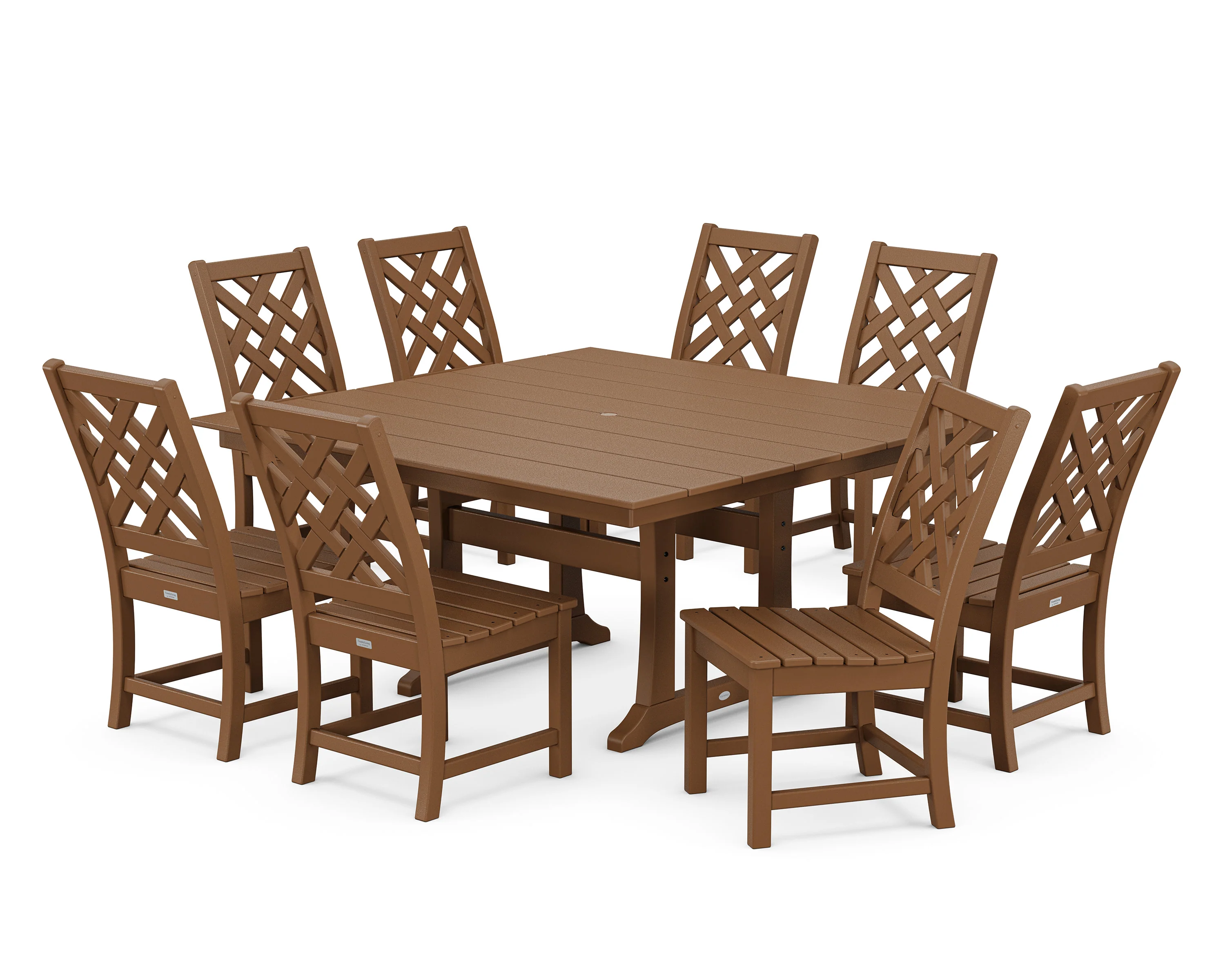 Wovendale Side Chair 9-Piece Square Farmhouse Dining Set with Trestle Legs - Image 8